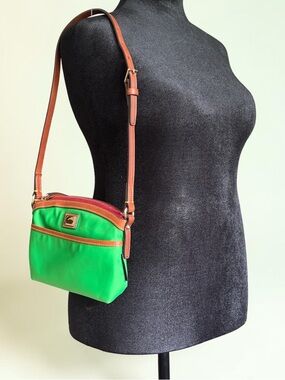 Dooney & Bourke Green Crossbody with Tan Trim